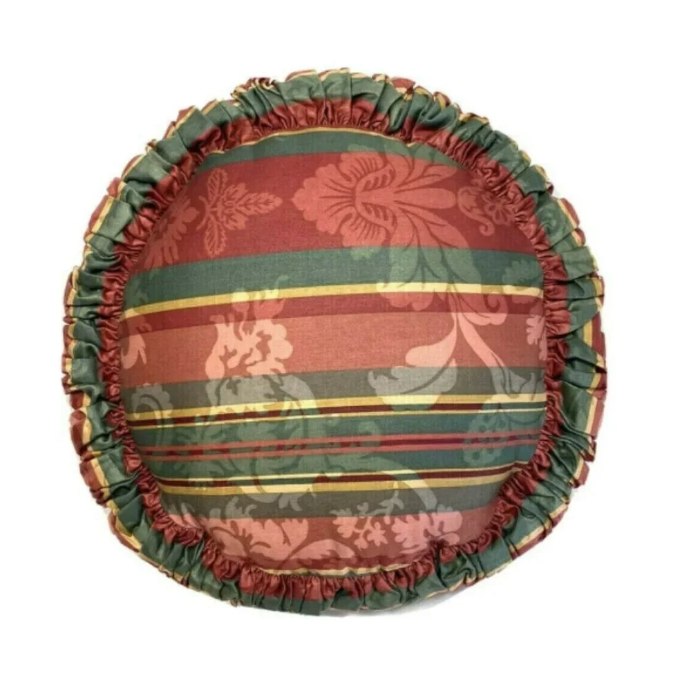 Gorgeous Vintage Custom Pillow Round Red Green